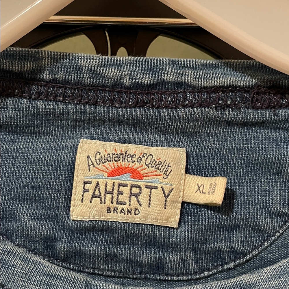 Faherty Blue and White Striped Tee - Picture 2 of 3